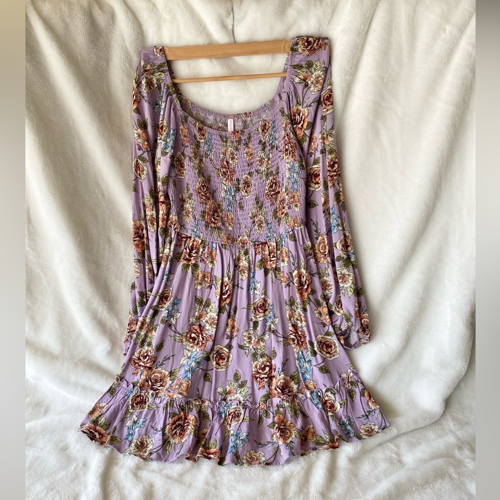 Xhilaration Purple Floral Textured Dress